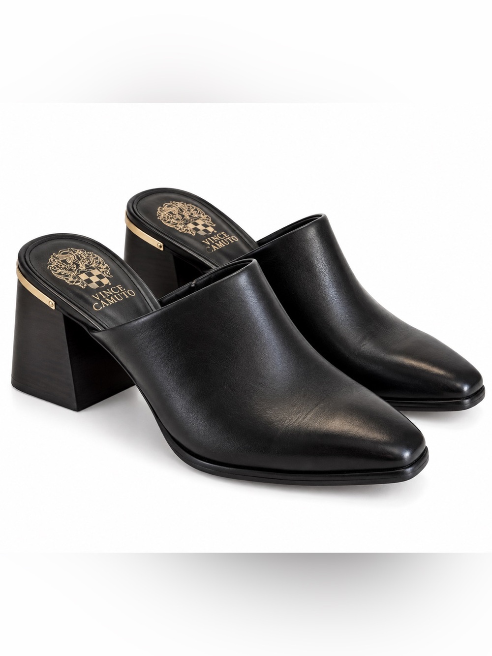 Vince Camuto VC Bristina Black Leather Mule Heels Size 7M